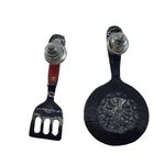 NEW fashion earrings fried egg in pan & spoon Black Photo 8