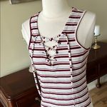 Rue 21 Lace Up Striped Crop Top White Red Gray Photo 2
