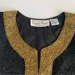 Laurence Kazar Vintage Black Gold Beaded Cocktail Silk Jacket Size Petite Small Photo 1