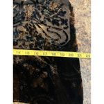 Long Semi Sheer Scarf with Velour Floral Print Black Gold 66" Long Photo 4