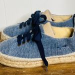 Manebi Hampton's Lace Up Espadrille Sneakers in Chambray 37 6.5 Coastal Prep Blue Photo 2