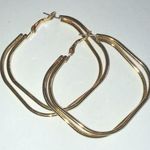 Huge Gold Tone Double Square Hoop Retro Boho Pierced Earrings Photo 0