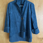 IC by Connie K Teal Blue Faux Suede Asymmetrical Hem Jacket Small Photo 0