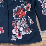 Anthropologie Moulinette Souers • Anthro Jacquard Floral Blazer black red knit jacket Photo 5