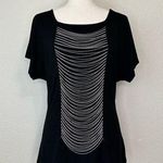 INC International Concepts Silver Chain Short Sleeves Black Tee Black Size undefined Photo 0