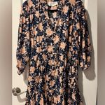 Trovata Birds of Paradis Yulia Floral Paloma Floral Long Sleeved Shirtdress | M Blue Size M Photo 2