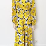 [Vintage] 70s Yellow Gingham Floral Print High Neck Halter Maxi Dress Sz Small S Photo 2
