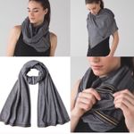 Lululemon  Vinyasa Scarf - Tonka Stripe Heathered Slate Black Stripe Gold Zipper Photo 1