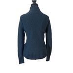 Old Navy  Women’s Fitted Blue Cardigan Sweater High Neck Snap Button Closure Sz S Photo 3