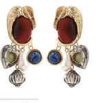 ZARA Elephant Dangle earrings Animal Pearl Gems Heart Charms Womens Jewelry Photo 10