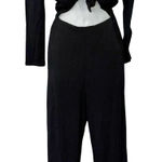 Reformation Black Ferris Textured Cut Out Tie Front Long Sleeve Jumpsuit size 0 Photo 0