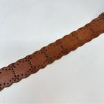 Aeropostale  Scalloped Laser Cut Leather‎ Belt Brown 1.5" Size L Photo 5