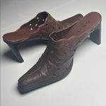 Western Mules Women's Size 8 MIA Brown Leather Leaf Cut Out Slip On Heel Photo 1