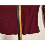 Pretty Garden Fitted Ribbed Top Womens S Lace Sleeves Burgundy Romantic Feminine Red Photo 7