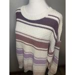 Aeropostale Oversized Sweater Coquette S Pullover Cream Purple Waffle Knit Comfy Photo 5