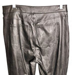 Spanx Large Brown Faux Vegan Leather Shiny Pull On Skinny Leg Pants Rear Pockets Photo 6