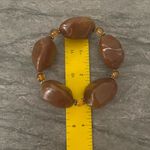 Vintage Estate Retro 80s Chunky Amber Brown Marbled Beaded Stretch Bracelet OSFM Photo 10