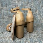 Kaanas  Soho Chunky Velvet Braid Heel with Ankle Tie in Caramel Photo 3