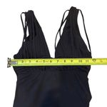 Badgley Mischka  Black One Piece Swimsuit Plunge Braided Straps Size 6 Photo 3