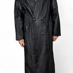 Black leather trench coat, oversized fit #leatherjacket Size M Photo 0