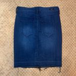 Liverpool  Size 4/27 Pencil Skirt Stretch Denim Medium Dark Wash Frayed Edge Photo 7