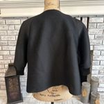 Black Silk Fringe Crepe Crinkle Textured Bolero Cardigan Jacket Artsy Cropped Black Size L Photo 3