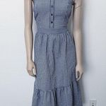 Gal Meets Glam [] Blue Gingham Check Print Ardith Tiered Midi Sundress Size 12 Photo 1
