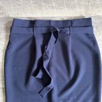 Liz Claiborne  Tie Belt A Line Skirt Womens 16 Navy Blue Paperbag Waist Career Photo 3