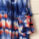 Karen Kane Tie Dye Tunic Top Watercolor Jersey Knit Top Red White and Blue Navy Photo 2