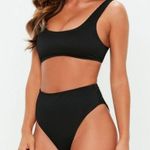 Missguided NWT Black Ribbed High Waisted Bikini Bottom Mix & Match Size 6 Photo 1