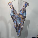 Cupshe  Paisley Ruffle Woman’s One Piece - Blue and Orange Photo 3