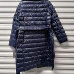 via spiga Asymmetrical Belted Puffer Coat Women's Medium Blue Winter Jacket Photo 5