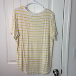 Old Navy EUC women’s yellow white striped soft stretch luxe short sleeve shirt L Photo 4