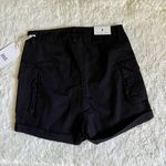 High Waist Zipper Side Pockets Cargo Shorts Black Photo 2