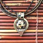 Chico's Necklace Five Strand Brown Mosaic Pendant Photo 2