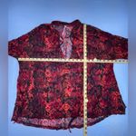 Free People  Sheer Lace Blouse XS Oversized Floral Burgundy Rust Orange V-Neck Photo 6