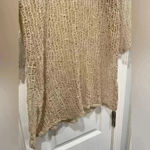 J. Validi Beige Loose Knit Stretchy 3/4 Sleeve V Neck Coverup Tunic Size Large Tan Photo 3
