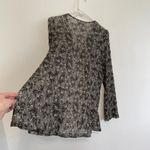 LOGO By Lori Goldstein  Printed Sheer Lace Cardigan with Tie Gray ish Floral Boho Photo 15