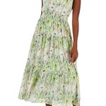 Taylor Serena Floral Chiffon Smocked Maxi Dress sz 8 High Ruffle Neck Sleeveless Purple Photo 1