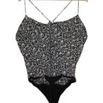 Abercrombie & Fitch Womens Black Floral Print Viscose Tank Bodysuit Top Size XL Photo 1