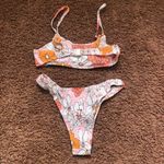 VOLAFA Women's Smocked Ruched Triangle Bikini Print Swimsuit Set 2 Piece Small Pink Photo 8