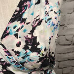 Parker ‎ Black Floral Print Silk Leather Wrap Dress Photo 2