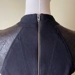 Helmut Lang Helmut Lang Blistered Leather Panel Dress Size 10 Ribbed Knit V-Neck Sheath Photo 4