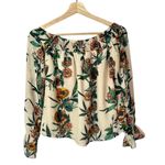 Guess Bethany Cream Floral Off Shoulder Trumpet Sleeve Blouse S Photo 1