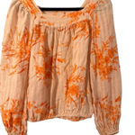 Joie  Cadby Linen Balloon Long Sleeve Square Neck Peasant Floral‎ Size Medium Photo 0