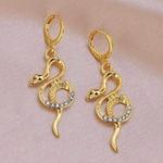 18K Gold Plated Gold Snake Drop Dangle Hoop Earrings for Women Photo 0