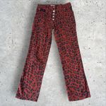 Miaou X Revolve Red Leopard Junior Pant Jeans Sz 26 Button Fly Crop‎ Flare $295 Photo 4