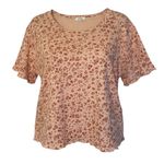 Kensie Kenzie Boxie Crop Tee Women 2X Pink Chalk Washed Floral Short Sleeve NWT Casual Photo 0