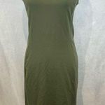 Bebe olive green cross back mock neck bodycon midi dress size large Photo 0