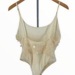 ZARA Cream Daisy 3D Appliqué Cami Strap Bodysuit Floral Snap Buttons size M Photo 6